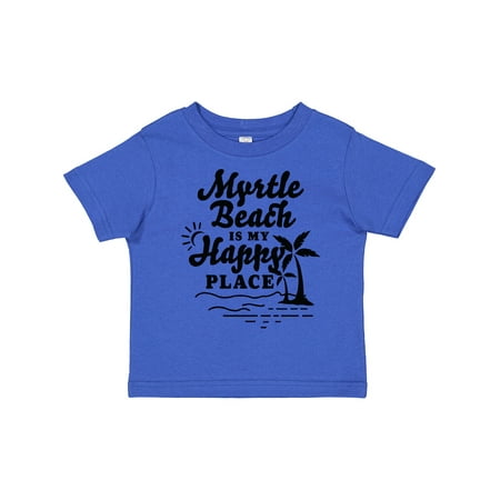 

Inktastic Myrtle Beach is My Happy Place with Palm Trees Gift Toddler Boy or Toddler Girl T-Shirt