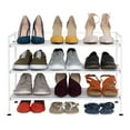 thumbnail image 5 of Seville Classics 3-Tier Stackable Interlock 12-Pair Resin Slat Sturdy Metal Frame Shoe Storage Rack Organizer, White Slat, 5 of 11