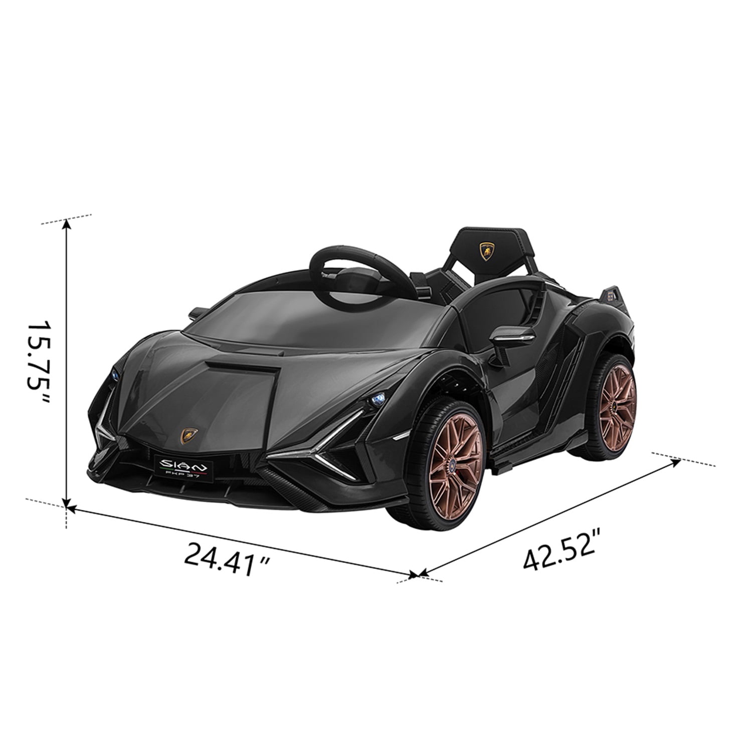 CIPACHO Kids Electric Ride On 12V Licensed Lamborghini SIAN Battery Powered Sports Car Toy with 2 Speeds, Parent Control, Sound System, Black