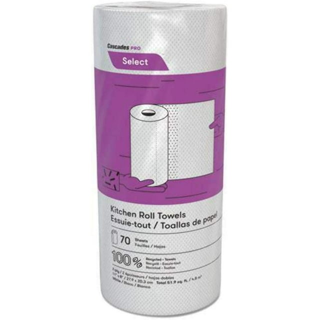 Decor Perforated Roll Towels, 2-Ply, 8 x 11, White, 70/Roll, 30 Rolls/Carton