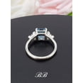 thumbnail image 2 of 8mm Blue Asscher Cut CZ, Three Stone Statement Ring, 5A Quality Cubic Zirconia, 925 Silver, 2 of 2