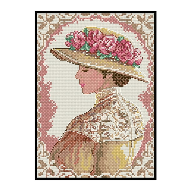 Cuadros Decorativos 14CT completo punto de cruz elegante dama estampado DIY Kits de bordado artesanías hechas a mano DQrwqpou Nuevos Originales