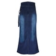 thumbnail image 2 of Baberdicy Denim Skirt Women's Long Denim Skirt Zipper Dress with Pockets Women's Casual Dresses Dark Blue, Size:S-3Xl, 2 of 6