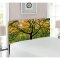 thumbnail image 2 of Tree Headboard, Third Season of the Year in the Park Dead Leaves Autumn to Winter Seasonal Picture, Upholstered Decorative Metal Bed Headboard with Memory Foam, Twin Size, Green Yellow, by Ambesonne, 2 of 4