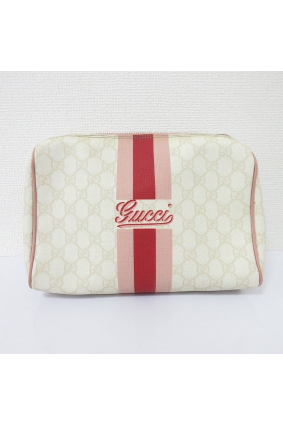Pre-Owned GUCCI Sherry Line GG Pattern Clutch Bag/Second Bag 189818 White/Pink Women's