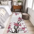 thumbnail image 3 of Pink Plum Bossom Runner Rugs 2x6 ft Ink Painting Style Flower Branches White Wood Grain Washable Hallway Rugs Non-Slip Floor Mats Absorbent Carpet Bedside Runners for Bedroom Kitchen Bathroom Laundry, 3 of 9
