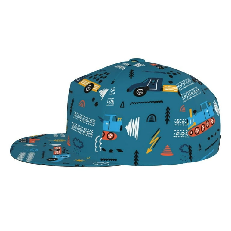 Fotbe Construction Trucks Flat Bill Visor Cap Classic Snapback Hat - Main Image