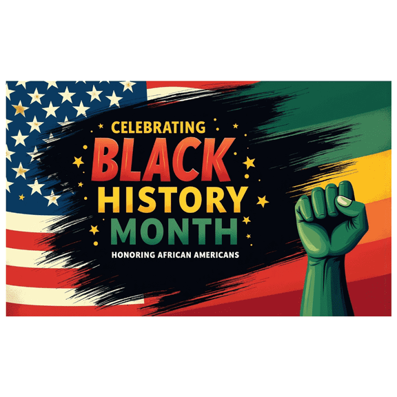Patriotic Design Black History Month Banner African American Celebration Flag Theme for Educational Events Community Gatherings Cultural Celebrations