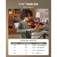 thumbnail image 4 of VEVOR Violin 1/4 Size Fiddle Set Solidwood for Beginners with Case Rosin Brown, 4 of 9