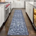 thumbnail image 4 of iOhouze Hallway Runners 2x8 Washable Rug Runner Kitchen Runners Vintage Thin Floral Rugs Non-Slip Low Pile Print Runners for Hallways Laundry Room Kitchen, Blue/Navy/White, 4 of 6