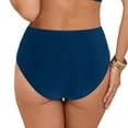 thumbnail image 5 of Zhden Bikini Bottoms for Women Mid Rise Bikini Bottoms Ruched Scrunch Swim Bottom Full Coverage Bathing Suit Bottoms（Blue,XXL）, 5 of 9