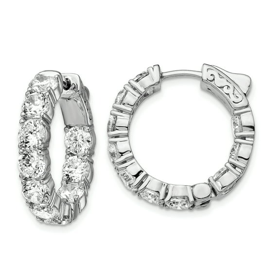 Primal Silver Sterling Silver Rhodium-plated Cubic Zirconia In and Out Round Hoop Earrings