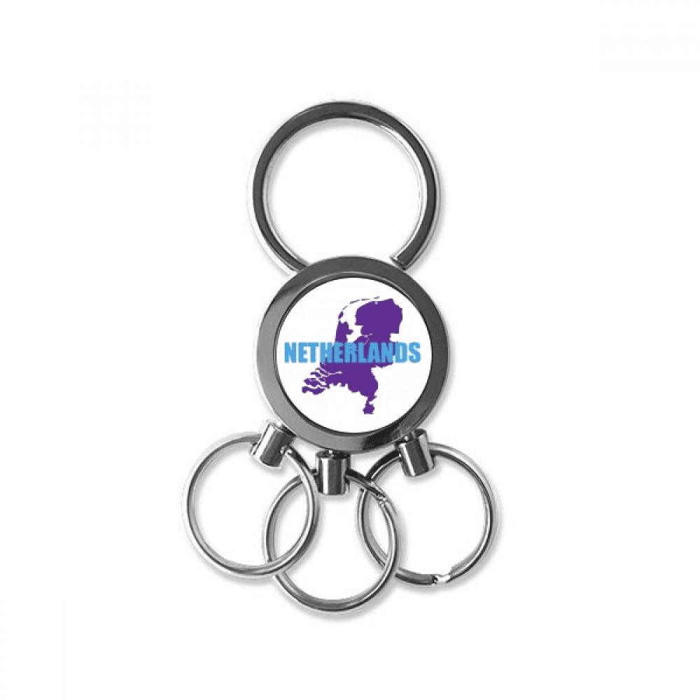 Map Netherlands European Windll Stainless Steel Metal Key Holder Chain Ring Keychain