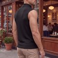 thumbnail image 6 of XFeng Men's Ribbed Sleeveless Henley Tank Top, Stand Collar Casual Muscle Shirt, 6 of 7