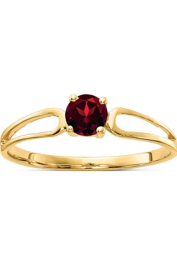 14K Yellow Gold 4mm Garnet Ring (Size 6) Made In United States x9674ga