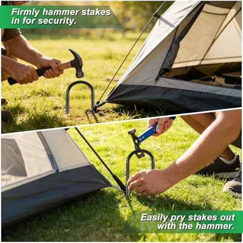 12 Inch Trampoline Wind Stakes, 8PCS Heavy Duty U Stakes, Rebar Ground Anchors, Trampoline Anchors, Galvanized Steel Tent Stakes for High Wind, Yard, Fence and Soccer Goals