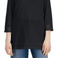 thumbnail image 3 of Karen Scott Womens Lattice Trim Top Deep Black M, 3 of 3