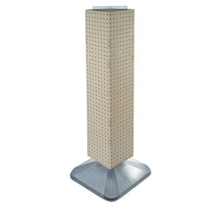 UPC: 0794504775532 | Azar Displays 703387-ALM Almond Four-Sided Pegboard Floor Display on Revolving Base. Spinner Rack Tower. Panel Size: 8 W x 40 H