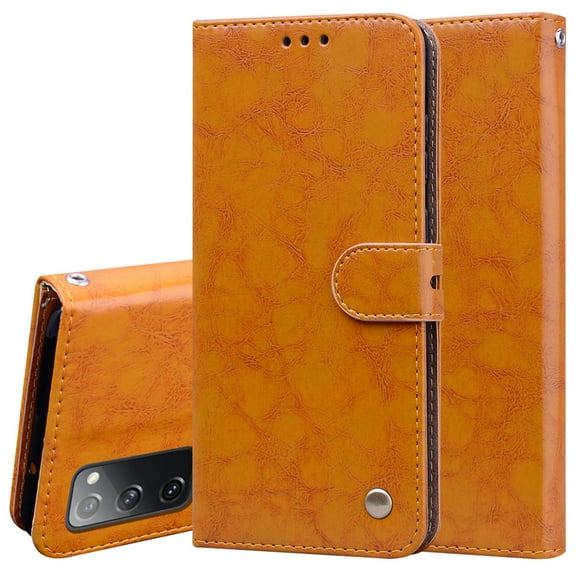 For Samsung Galaxy S20 FE Business Style Oil Wax Texture Horizontal Flip Leather Case, with Holder