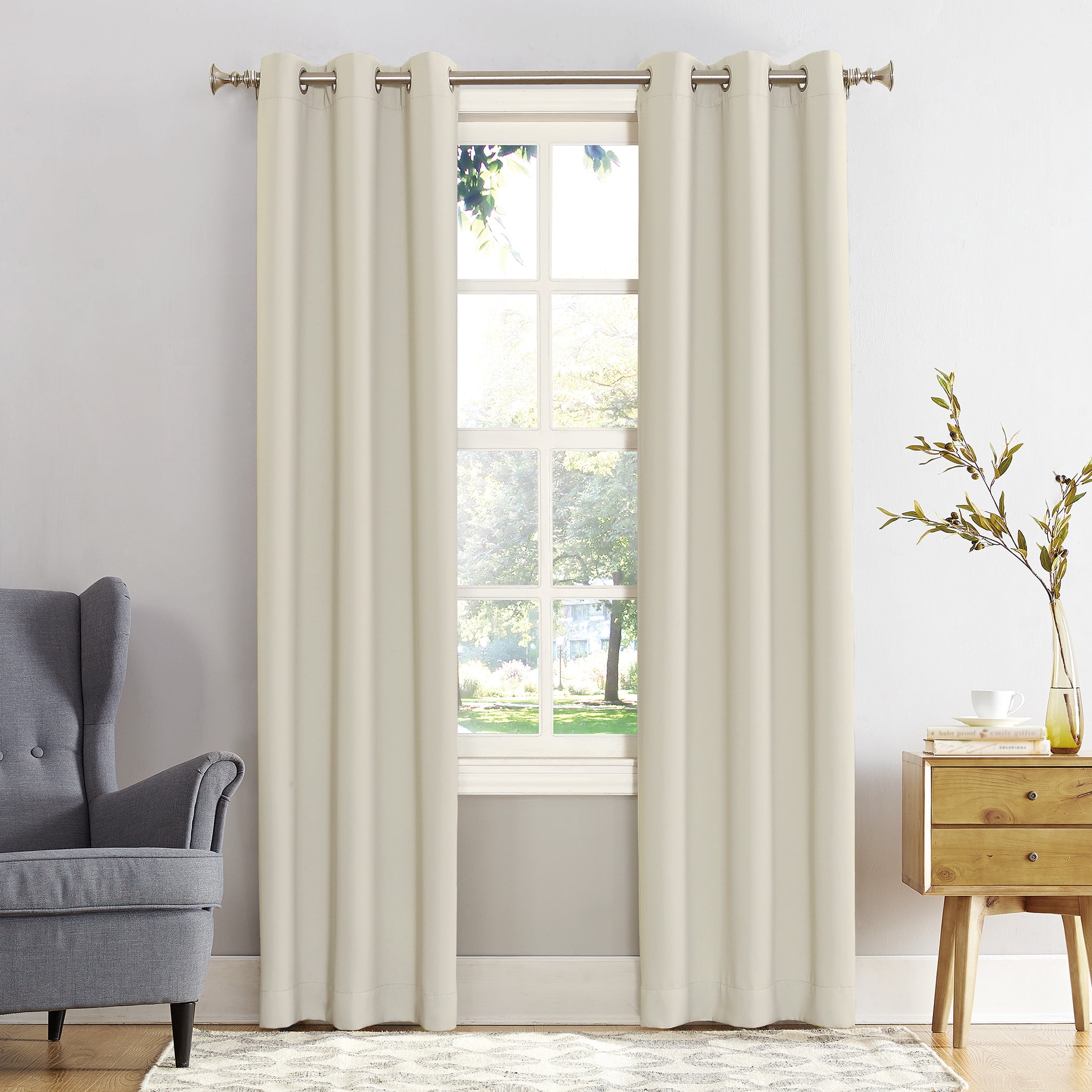 40"x63" Sun Zero Blackout Kenneth Energy Saving Grommet Curtain Panel Cream