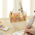 thumbnail image 7 of Yellow Red Floral Stained Glass Acrylic Pencil Pen Holder Cup 4 Compartments Desktop Organiser 7.87"x2.78"x3.54", 7 of 7