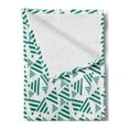 thumbnail image 2 of Teal and White Soft Flannel Fleece Blanket, Abstract Triangle Shapes with Bold Colored Stripes Simplistic and Monochrome, Cozy Plush for Indoor and Outdoor Use, 60" x 80", Teal White, by Ambesonne, 2 of 5