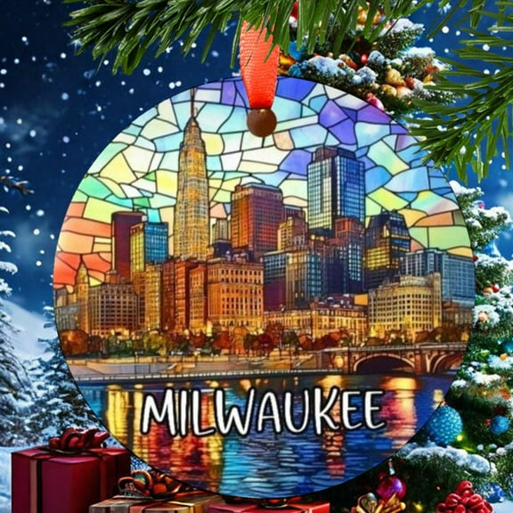 Milwaukee Wisconsin Christmas Ornament, Ceramic, Acrylic - Travel Souvenir, Holiday Tree Decoration, Vacation Keepsake 2025, Wanderlust Gift, Commemorative