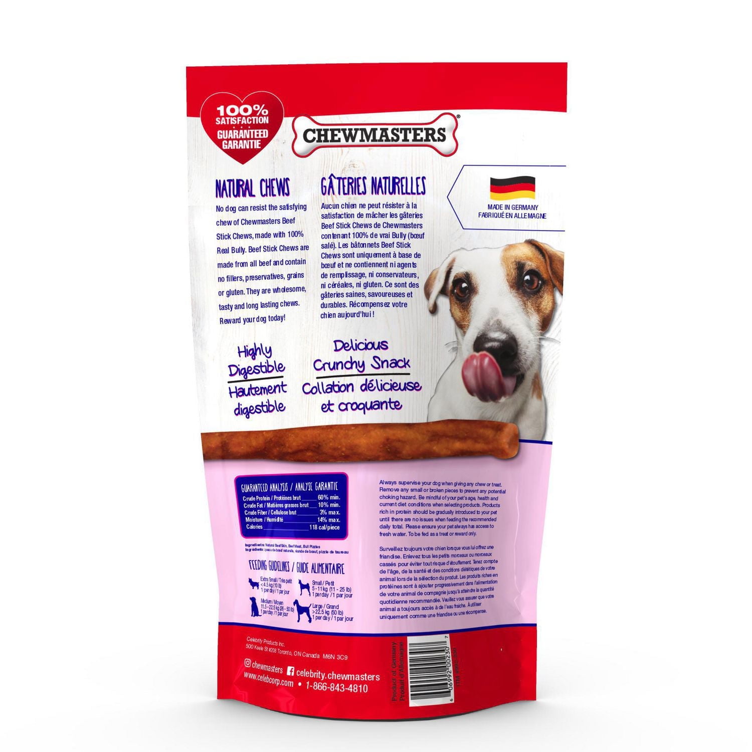 Chewmasters Bâtonnets de Bœuf à Mâcher 454g pour chien 454g
