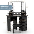 thumbnail image 5 of Richya Modern Makeup Vanity Desk with Mirror and Lights Adjustable Brightness 3 Color Modes for Bedroom Black, 5 of 10