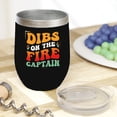 thumbnail image 2 of Dibs on the Fire Captain, Firefighter Quote, Groovy Retro Wavy Text Merch Gift, Black 12oz Wine Tumbler, 2 of 5