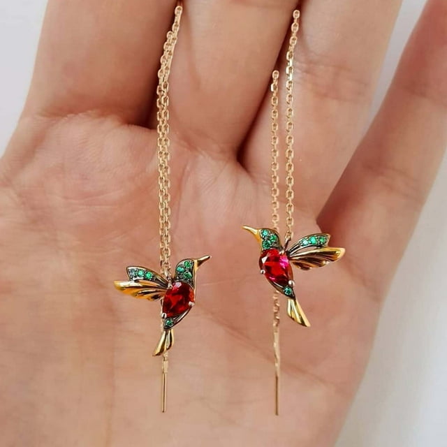 Fiudx Pendientes de Colibrí, Colgante Largo de Cristal de Moda, Elegante Diseño de Circonita, Estilo Fácil de Usar, Regalo Perfecto para Amigos o Seres Queridos, Ocasiones Especiales o Uso Diario.