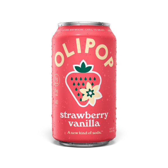 OLIPOP Prebiotic Soda, Strawberry Vanilla, 12 fl oz, Pantry Packs