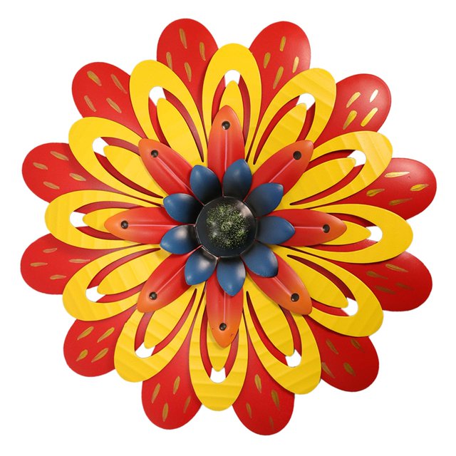 Ahys Flores De Metal Decoración De Pared Interior Al Aire Libre Arte De Pared De Metal Para El Hogar, Granja, Sala De Estar, Dormitorio, Baño, Decoración De Jardín, Rojo Y Amarillo