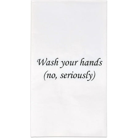 Gift Boutique 100 Funny Bathroom Guest Napkins, Disposable Paper Hand Towels "Wash Your Hands No Seriously", Wedding Party Holiday Powder Room