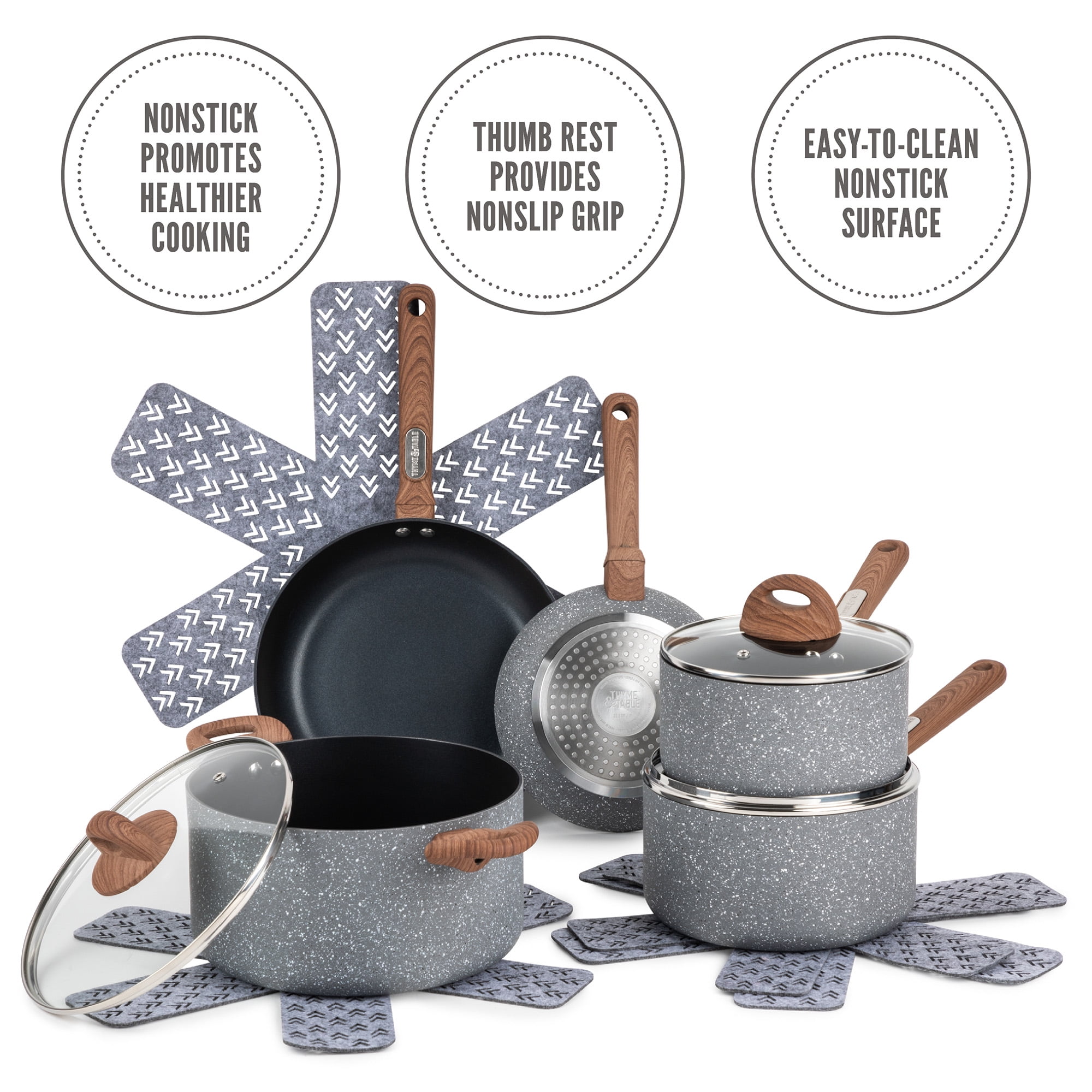 Kitchen & Table by H-E-B Non-Stick Cookware Set - Cloud White - Shop Cookware  Sets at H-E-B