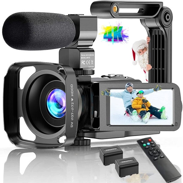 Video Camera Camcorder 4K Vlogging Camera UHD 48MP WiFi YouTube Camera Recorder with Microphone Lens Hood Remote Stabilizer 