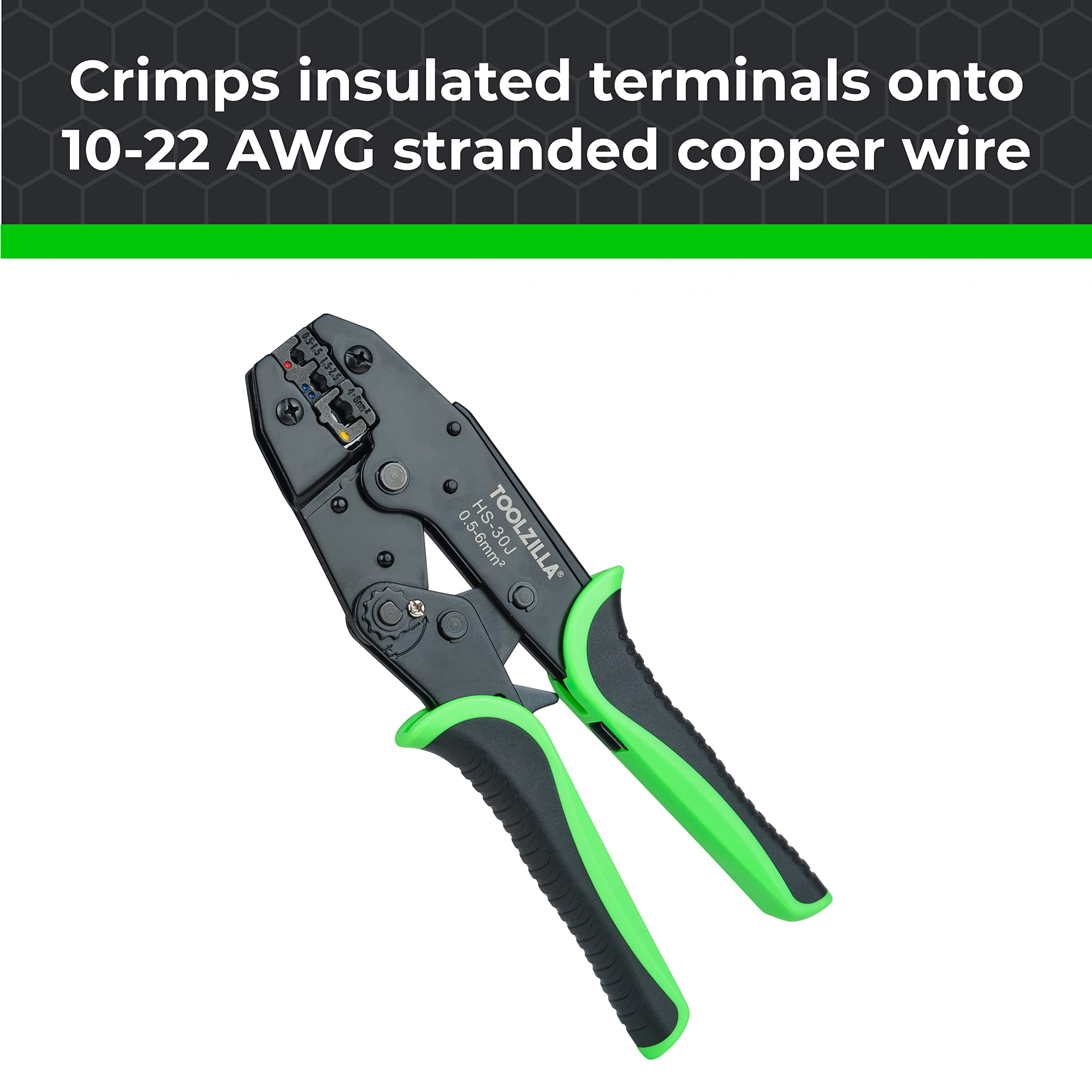 Toolzilla Cable Crimping Electrical Tool- Heavy Duty Ratcheting Wire Crimper - Adjustable Pressure With Three Unique Crimping Cavities-Ergonomic Handle