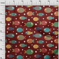 thumbnail image 2 of oneOone Viscose Jersey Dark Red Fabric Dot & Fish Artistic Quilting Supplies Print Sewing Fabric By The Yard 60 Inch Wide, 2 of 5