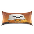 thumbnail image 3 of Dailycode Satin Pillow Case Queen Silk Pillow Cover for Hair and Skin Envelope Closure Cute Ghost on Pumpkin 20"x30", 3 of 9