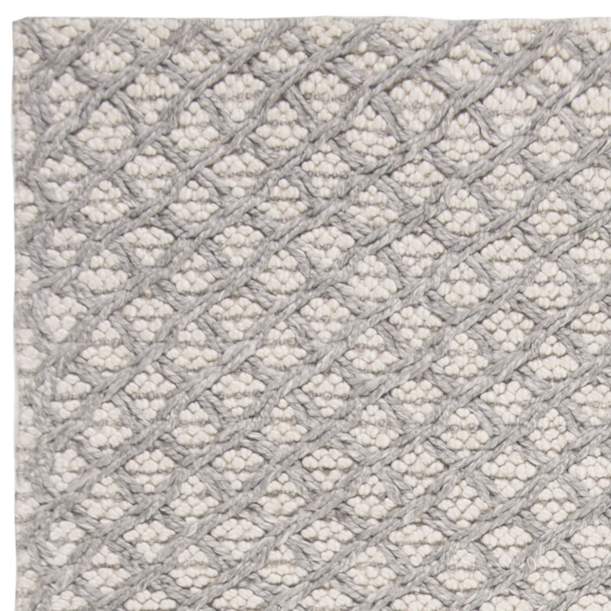 SAFAVIEH Natura Zharko Geometric Braided Runner Rug, Silver/Ivory, 2'3" x 8'