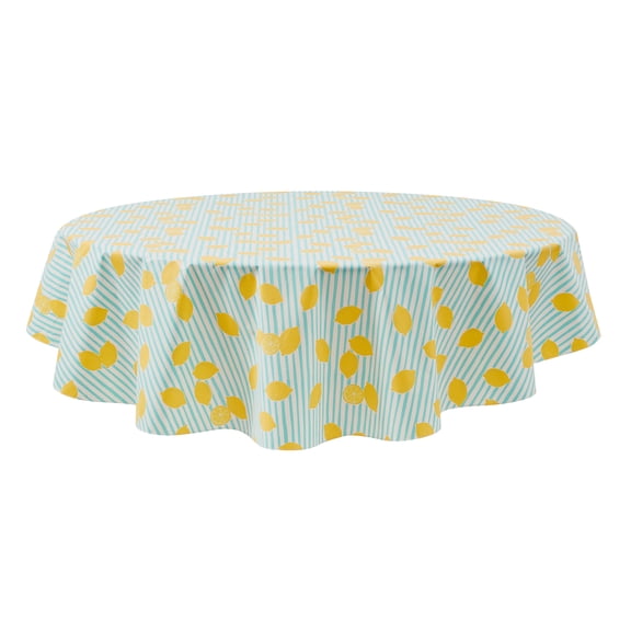 Mainstays Summer Fun PEVA Tablecloth, Indoor & Outdoor for Table 70" Round - Lemons