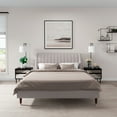 thumbnail image 6 of Beige Low Profile Upholstered Platform Bed with Wingback Headboard, Queen, 6 of 10