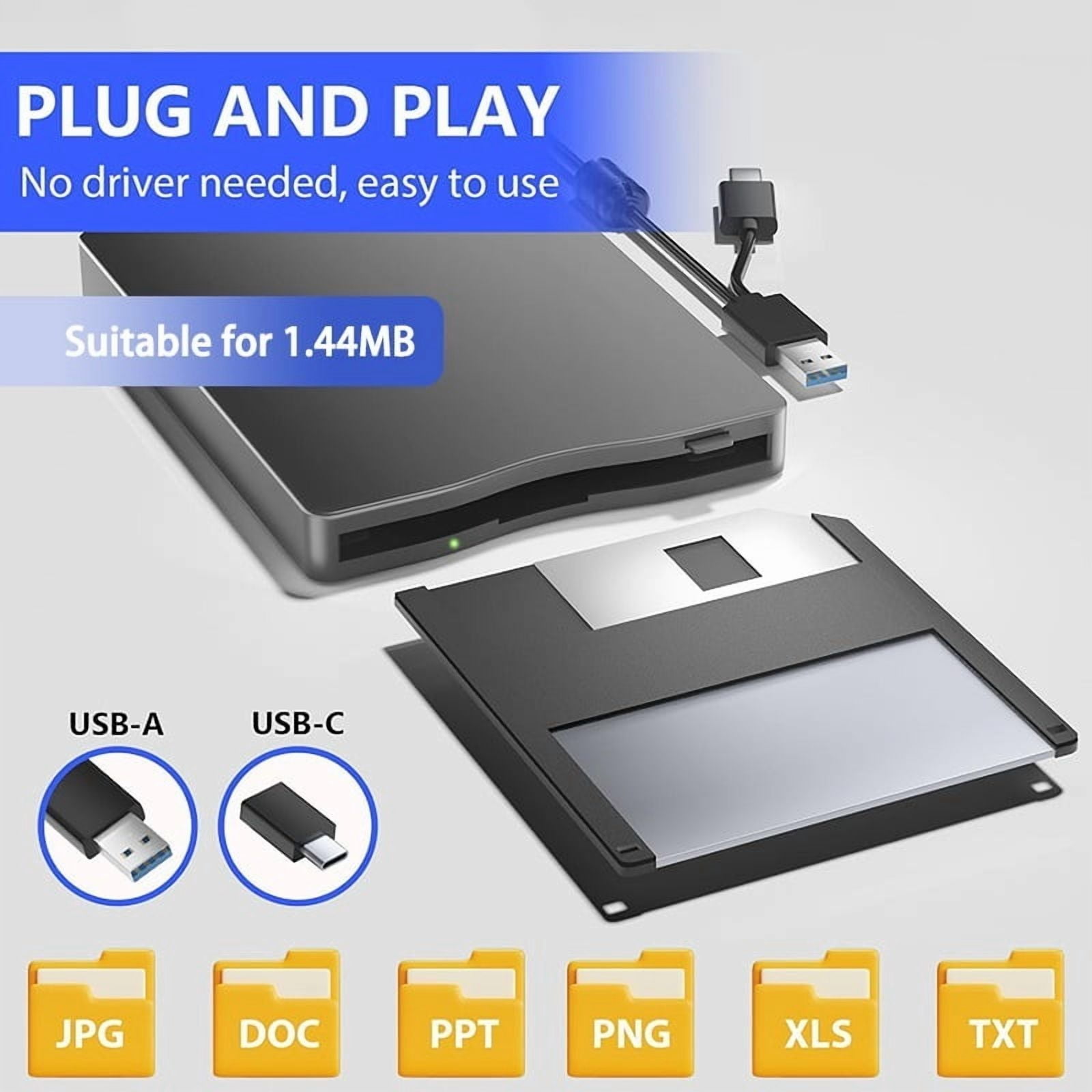 Floppy Disk Reader USB 3.0 Type-C External Floppy Drives 3.5" 1.44 MB FDD for PC Laptop ,High-Speed USB 3.0 Performance