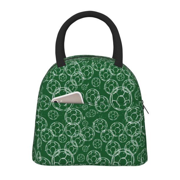 Easygdp Soccer Bolsa de Almuerzo Insulada Grande, Forro de Aluminio, Diseño Espacioso, a Prueba de Fugas, Ideal para Trabajo, Picnics, Viajes y Actividades al Aire Libre