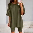 thumbnail image 3 of Workout Sets for Women Shorts Short Sleeve Crewneck Oversized T Shirt and Legging Shorts 2 Piece Matching Set Gym Yoga Set, 3 of 5