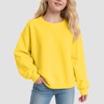 thumbnail image 2 of Ulanda Girls Crewneck Sweatshirt Long Sleeve Pullover Tops Drop Shoulder Sweatshirts Side Split for 5-14 Years (Yellow, 9-10 Years), 2 of 8