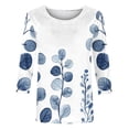 thumbnail image 4 of JURANMO Women's Tops 3/4 Length Sleeve Tees Shirts Casual Round Neck Pullover Blouse 2025 Fashion Print Tshirts Vacation Clothes Weekly Sales Blue XXL, 4 of 6