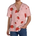 thumbnail image 3 of Vsdgher Cute Strawberry C Print Men's Wrinkle Free Untucked Cuban Shirt Business Casual Button Down Shirts Short Sleeve Shirt, 3 of 7