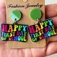 thumbnail image 4 of Fasijew Funny Teacher Earrings Lightweight Acrylic Earrings 530，Back To School Earrings, Colorful Letter Teachers Students Opening Season Jewelry, 4 of 7