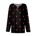 thumbnail image 3 of Resicozy Women Valentines Shirts Henley Neck Long Sleeve Casual Heart Printed Fashion T Shirt 2026 Wine L, 3 of 4